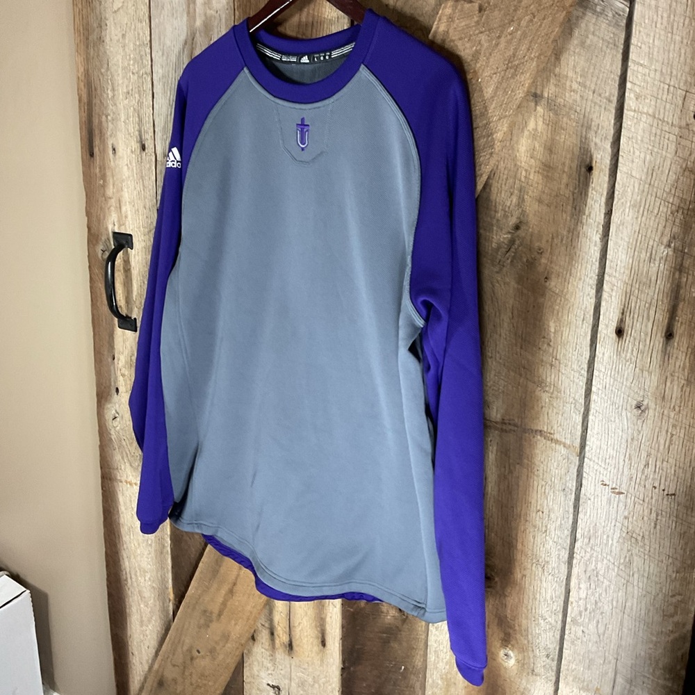 Adidas Men's Taylor University Gray and Purple Long Sleeve Shirt Size Large - Picture 2 of 5